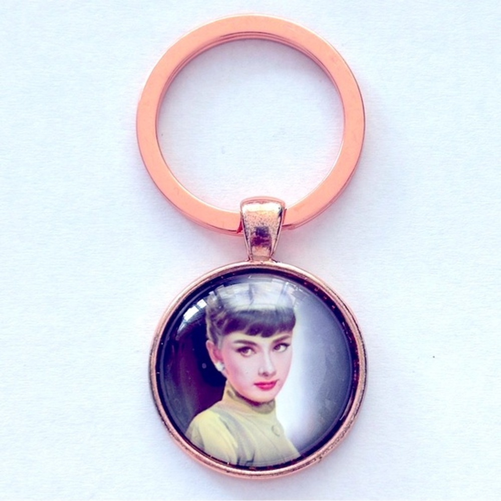 Audrey Hepburn Rose Gold Colour Handmade Keychain, NWT